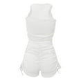 thumbnail image 5 of Baqcunre Women Stretchy Ribbed Tank Crop Top Drawstring Ruched Shorts Set,Size XXL,Two Piece Sets for Women,Outfits for Women,Vacation Outfits for Women,Shorts for Women,Women Clothing,White, 5 of 9