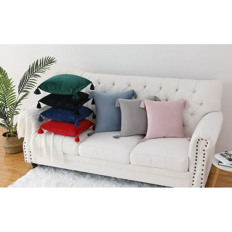 Velvet top tassel pillow