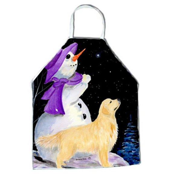 Snowman with Golden Retriever Apron - 27 x 31 in.