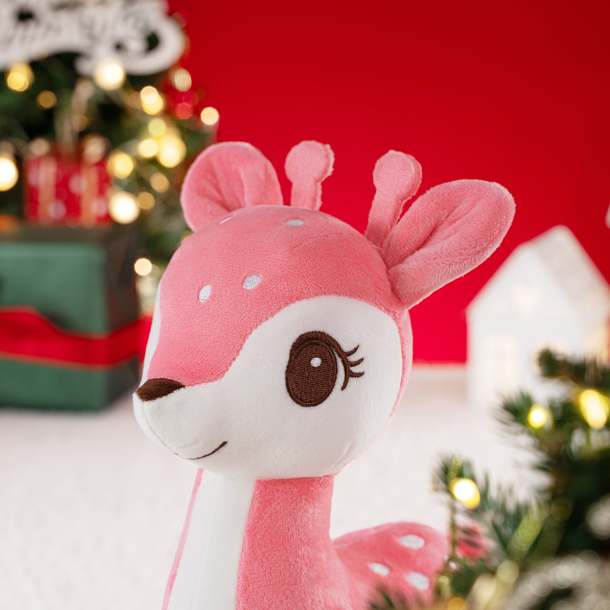 Lazada Sika Deer Stuffed Animal Toys Plush Christmas Deer Christmas Decoration Christmas Toy Pink 12