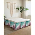 thumbnail image 2 of Green Ombre Wrap Around Bed Skirts for California King Bed 16" Drop,Bed Skirt with Adjustable Elastic Belt Dust Ruffle Bed Valance for Bedroom Modern Geometric Abstract Dark Red Cream Bed Frame Cover, 2 of 7