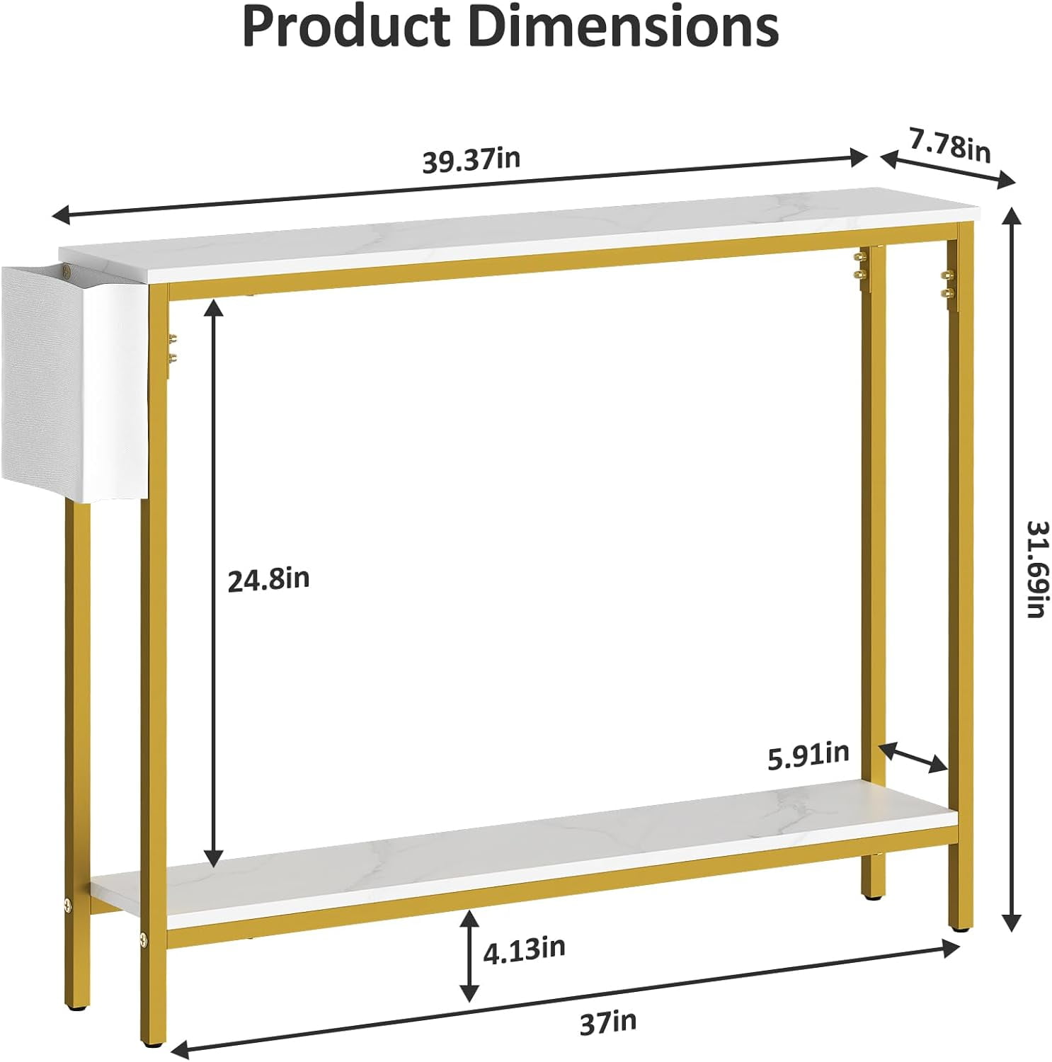 Frmobepts Console Table for Entryway, 2 Tier Entryway Table Bookshelf Accent Table With Storage Shelf Living Room Entry Hall Foyer Table Furniture, Marble White