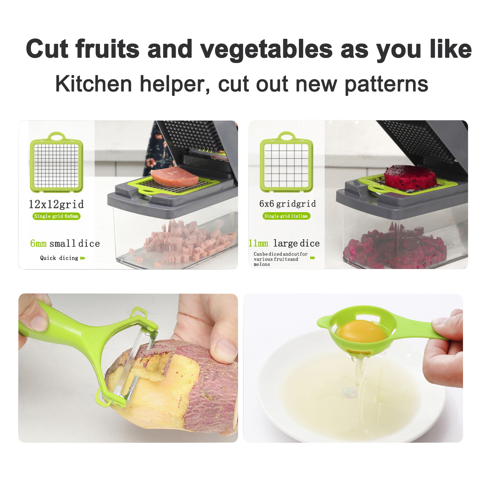 FRANIKAI All in One Vegetable Chopper Mandoline Slicer, Food Chopper  Vegetable Cutter with Container, 12 in 1 Adjustable Veggie Chopper, Slicer