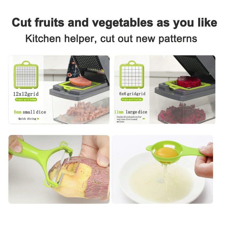 FieryBuys 12-in-1 Vegetable Chopper & Dicer - Onion Mincer Chopper -  Multifunctional Vegetable Cutter W/Container - Mandoline Egg Slicer for  Kitchen 