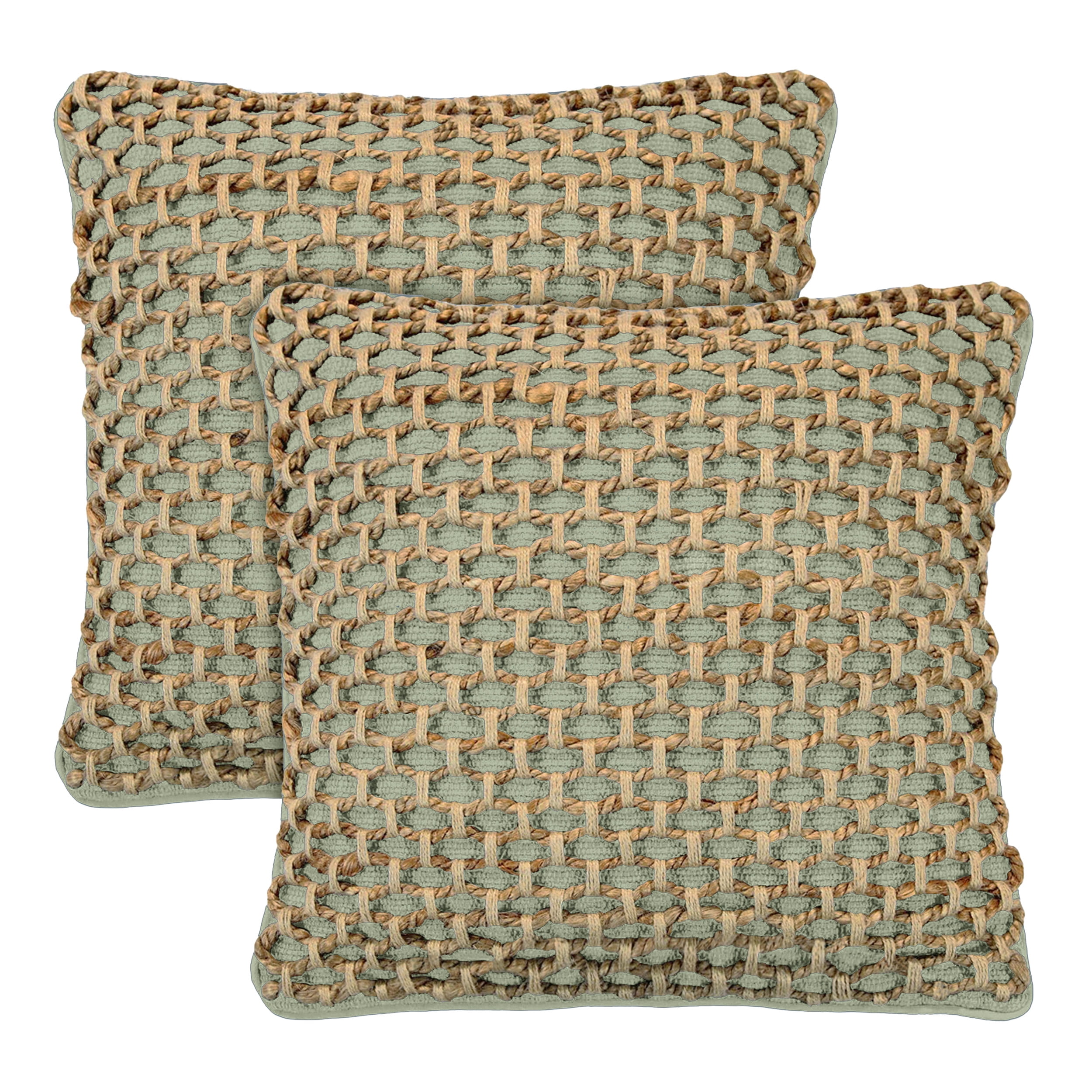 Boho Living Jada 20"x20" Sage Green Decorative Pillow Covers (Set of 2)