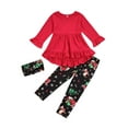 thumbnail image 1 of goowrom Girl?s Ruffles Long Sleeve Tops and Print Long Pants with Headband Set, 1 of 8