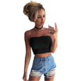 thumbnail image 6 of CUSTG Women Tank Top Sexy Fashion Slim Fit Strapless Solid Color Cropped Camisole Breathable Lightweight Vest Top For Ladies Daily Wear And Layering,Black,L, 6 of 9