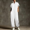 thumbnail image 4 of Short Sleeve Rompers For Women Overalls For Women Summer Work Top Plus Size 2 Piece Sets For Curvy Women Solid Color Work Blouses Causal Top Trending Womens Clothes Cute Womens Summer Clothes, 4 of 9