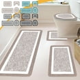 thumbnail image 1 of Set de alfombras de baño de 4 piezas con tapa en forma de U - Esterillas de baño antideslizantes de microfibra absorbente, lavables - Gris, marrón, azul, 1 of 7