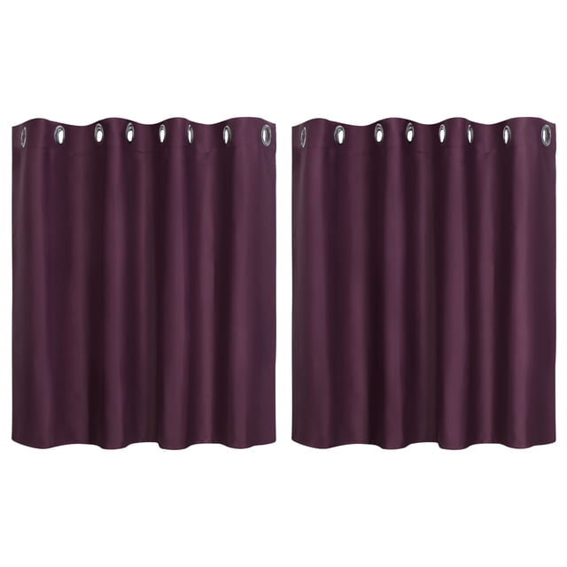 Unique Bargains 2pcs Blockout Small Window Curtain Panel Kitchen Curtain Grommet Tiers Valance