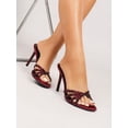 thumbnail image 2 of On feet & in love Women's Satin Rhinestone Strappy Stiletto Mules - Slip-On Pointed Toe Dress Sandals, 2 of 8