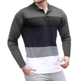 thumbnail image 2 of TIMIFIS Chemises de Golf à Manches Longues pour Hommes Gris Foncé Automne Hiver Décontracté Rayé Col Rabattu Boutons, 2 of 7