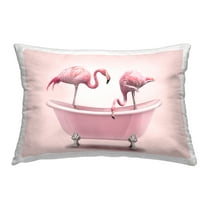 Stupell Industries Pink Flamingo Bath Decorative Printed Throw Pillow, 14 x 20