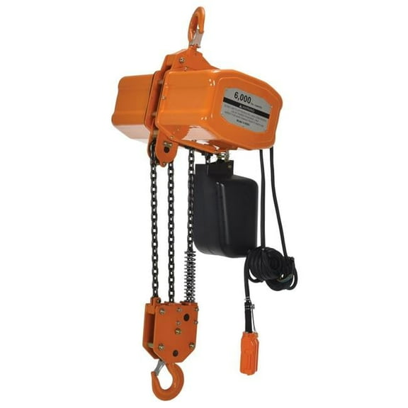 Vestil Manufacturing H-6000-1 6000 lbs 1 Phase Economy Chain Hoist with Chain Container