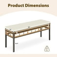 thumbnail image 3 of Gymax 48'' Wicker Patio Bench w/Acacia Wood Seat Removable Padded Cushion for Garden White Outdoor, 3 of 9