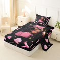 thumbnail image 2 of Castle Fairy Glam Black Girl Twin Sheets 3pcs,Stars Print Bedding,Pink Black,1 Fitted Sheet, 1 Flat Sheet and 1 Pillowcase, 2 of 6