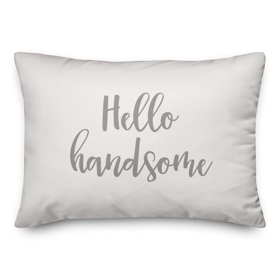 Creative Products Hello Handsome in Gray on White 14x20 Spun Poly Pillow