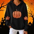 thumbnail image 5 of FchengtaiS Fall Pumpkin Printed Hoodies for Women Long Sleeve Fleece Sweatshirt Halloween Thanksgiving Pullovers Tops, 5 of 6