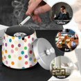 thumbnail image 4 of Yayeee Ashtray with Lid for Cigarette Smokeless Stainless Steel Home Ash Holder, Polka Dot, 4 of 7