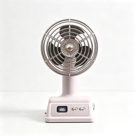 Retro Desktop Fan 100 Speed Settings Adjustable Angle USB Rechargeable Desk Fan Turbo Breeze for Office Study
