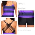 thumbnail image 5 of Traje de baño de dos piezas Traje de baño de dos piezas con estampado degradado y espalda cruzada para mujer Trajes de baño de dos piezas para fiesta en la piscina Púrpura 3XL, 5 of 5