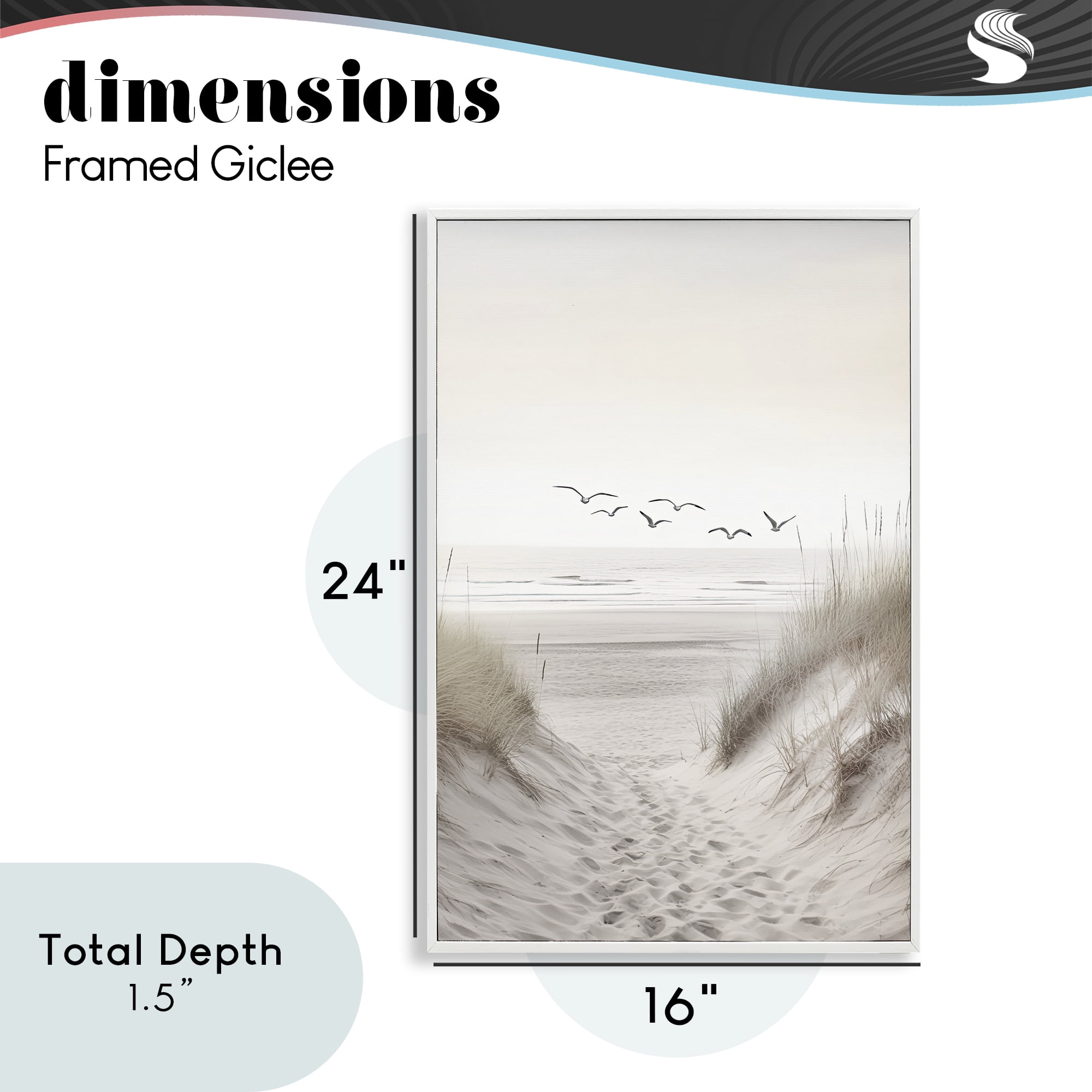 Seagulls over Sandy Footprints White Framed Giclee Art, design by Decent Exposures