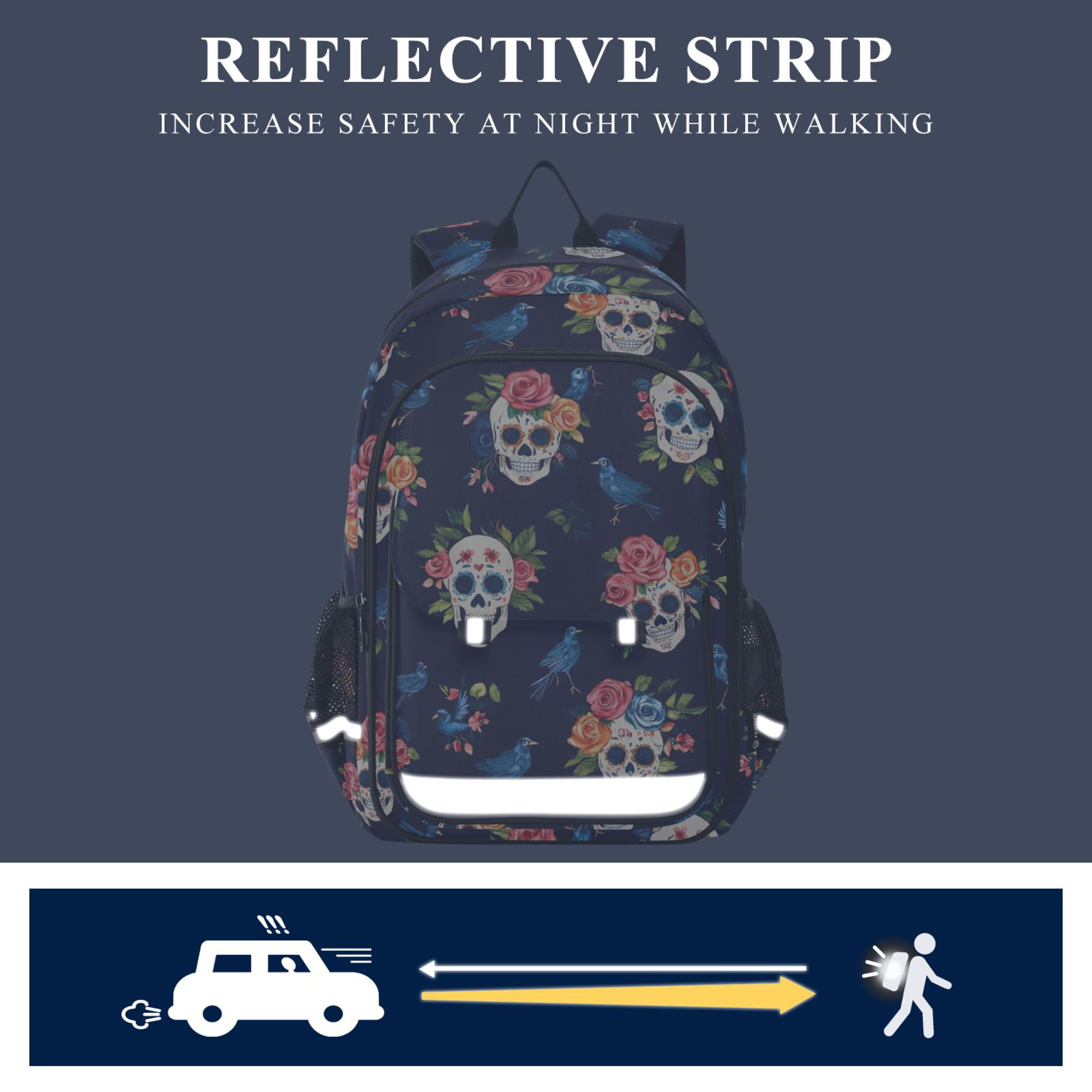 ALAZA Skulls Roses Laptop Backpack Purse Travel Bag Casual School Bookbag Rucksack for Women Men