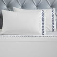 thumbnail image 6 of Superior Chain Links Embroidered Cotton Bed Sheet Set, King, White/Navy Blue, 6 of 11