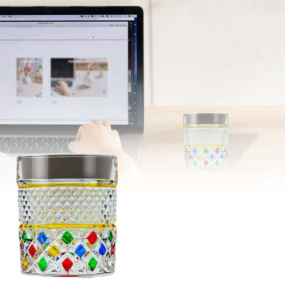 Handmade Glass Cup Drinking Glass For Water Juice Elegant Color Block Design Desktop Liquid Storage Glassware