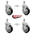 thumbnail image 2 of 4 Inch Black Polyurethane Swivel 12mm Threaded Stem Caster Set with Brake, 2 of 2