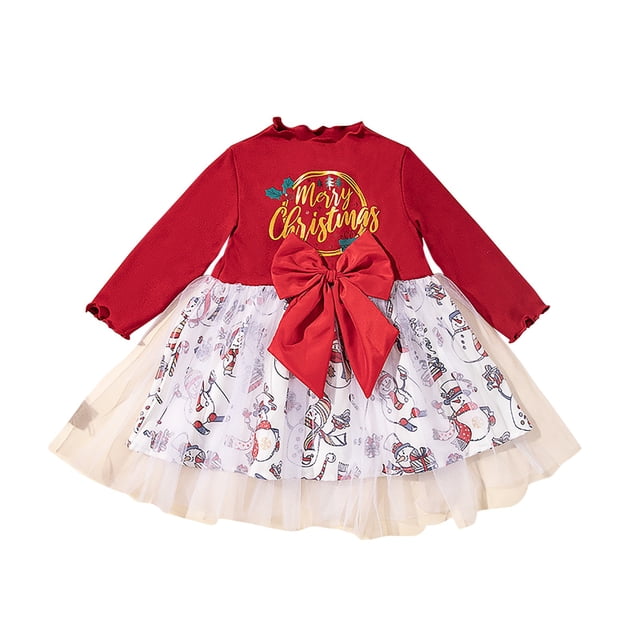 2DXuixsh Robe de Fête pour Fille Robe Fille Noël Tulle Dentelle Manches Longues Vêtements pour Filles Coupe Trapèze Automne Hiver Robes Robe Florale pour Mariage Fête Rouge Taille 120
