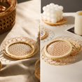 thumbnail image 3 of Lotus Drink Coasters Mat Wooden Round Cup Table Mat Tea Coffee Mug Placemat Home Decoration Kitchen Accessories Vintage Hollow(4 pcs/set), 3 of 7