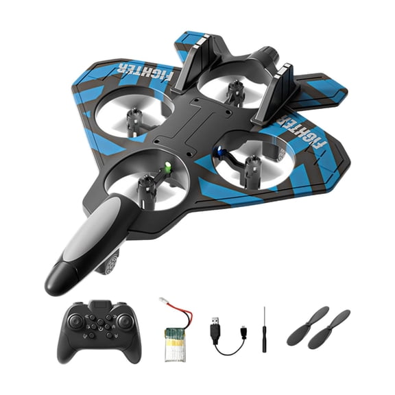 Avión de control remoto, cuadricóptero a reacción, helicóptero portátil, 2 velocidades, ajustable, de 360 degree, avión RC, planeador de , Azul con 1 batería