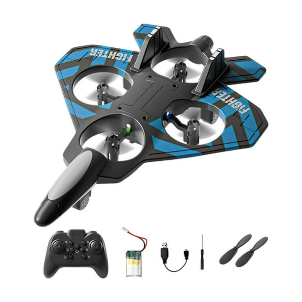 Avión de control remoto RC Avión RC Quadcopter Helicóptero Roll 2 velocidades ajustable Azul con 1 batería