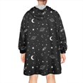 thumbnail image 2 of Wearable Oversized Blanket,Black White Star Moon Planet Comet Pattern Wearable Blanket Hoodie for Adults,Cozy Hooded Blankets with Super Pockets,Super Warm Fuzzy Pullover for Women & Men, 2 of 6