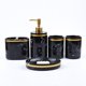 thumbnail image 3 of de accesorios de , 5 piezas, dispensador de loción con soporte para cepillo de con apariencia de mármol, 2 vasos - Negro BLESIY Plato de jabón de baño, 3 of 8