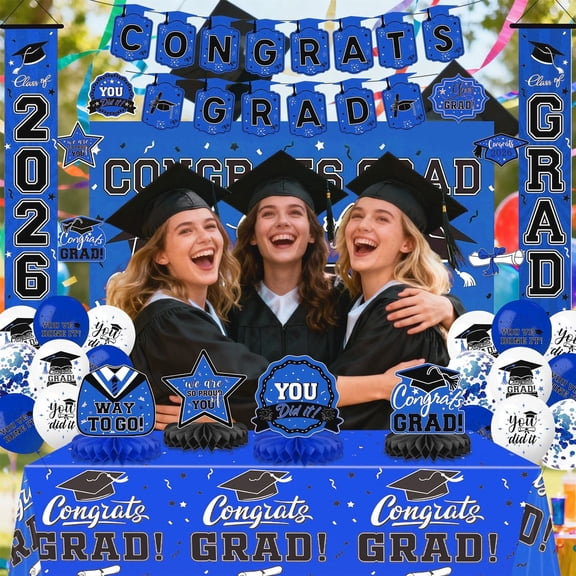 Graduation Decorations Class of 2026 Set–Complete Party Supplies Kit with Green Theme,Banners,Balloons,Table Decor,Honeycomb Centerpieces for High School & College Graduation Parties