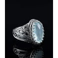 thumbnail image 3 of Filigree Art Aqua Chalcedony Gemstone Angel Design Women Silver Cocktail Ring, 3 of 7