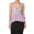 thumbnail image 1 of TheMogan Women's PLUS Cross Strap Smocked Back Crochet Lace Ruffle Peplum Cami Top, 1 of 7