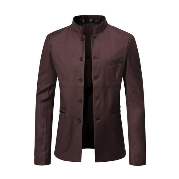 OUSITAID Plus Size Mens Casual Suits Blazer Jackets Stand Mandarin Collar Lightweight Lined Sport Coats Business Coats on Clearance
