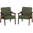 thumbnail image 3 of Yaheetech Set of 2 Mid-Century Modern Corduroy Upholstered Accent Armchairs, Dark Green, 3 of 7