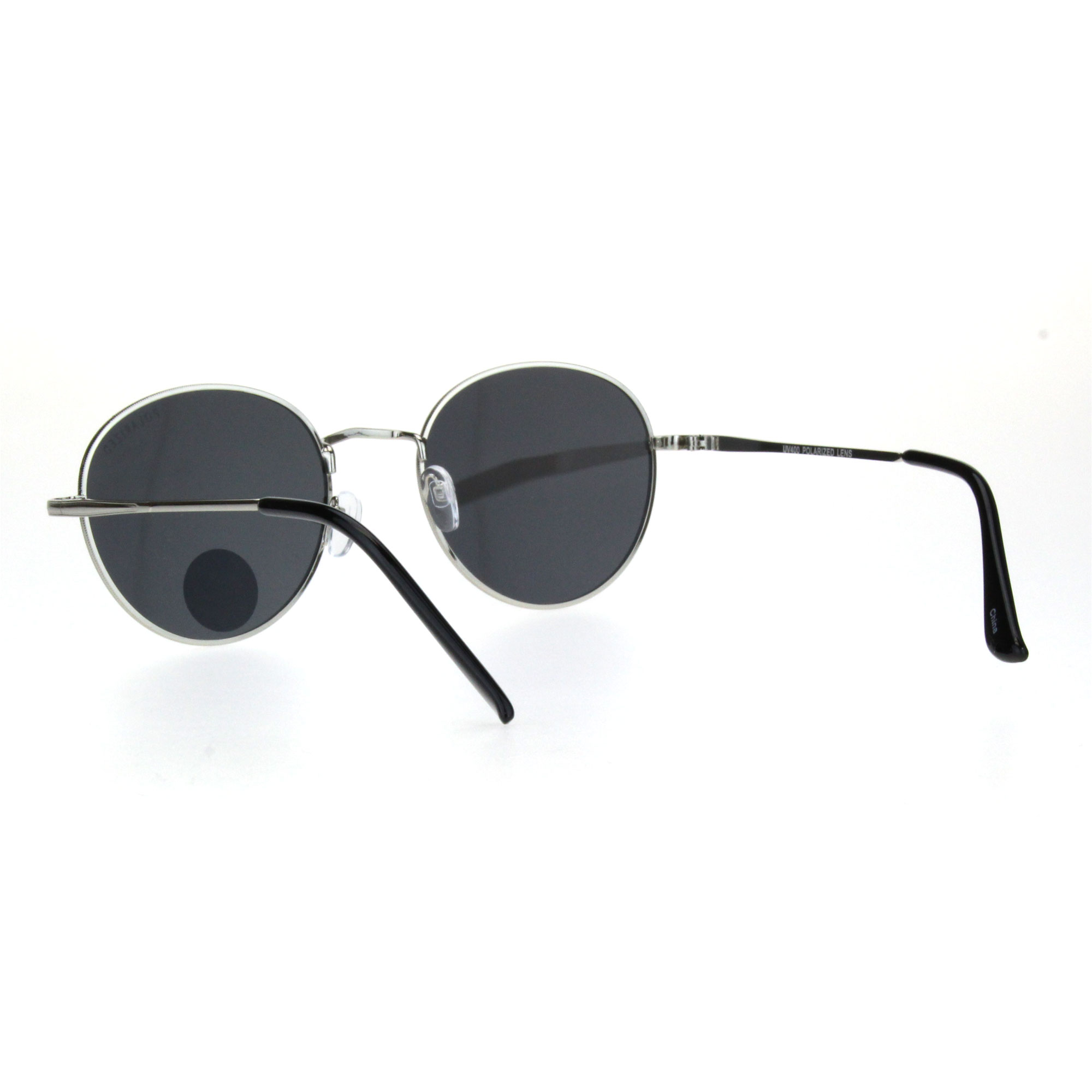 Polarized Lens Mens Trendy Hipster Dad Shade Round Oval Sunglasses Silver Black - image 4 of 4