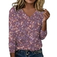 thumbnail image 2 of YMNXA Women's T Shirt Long Sleeve V Neck Shiny Sequins Elegant Comfortable Blouse Top For Casual Daily Wear,Pink,Xl, 2 of 4