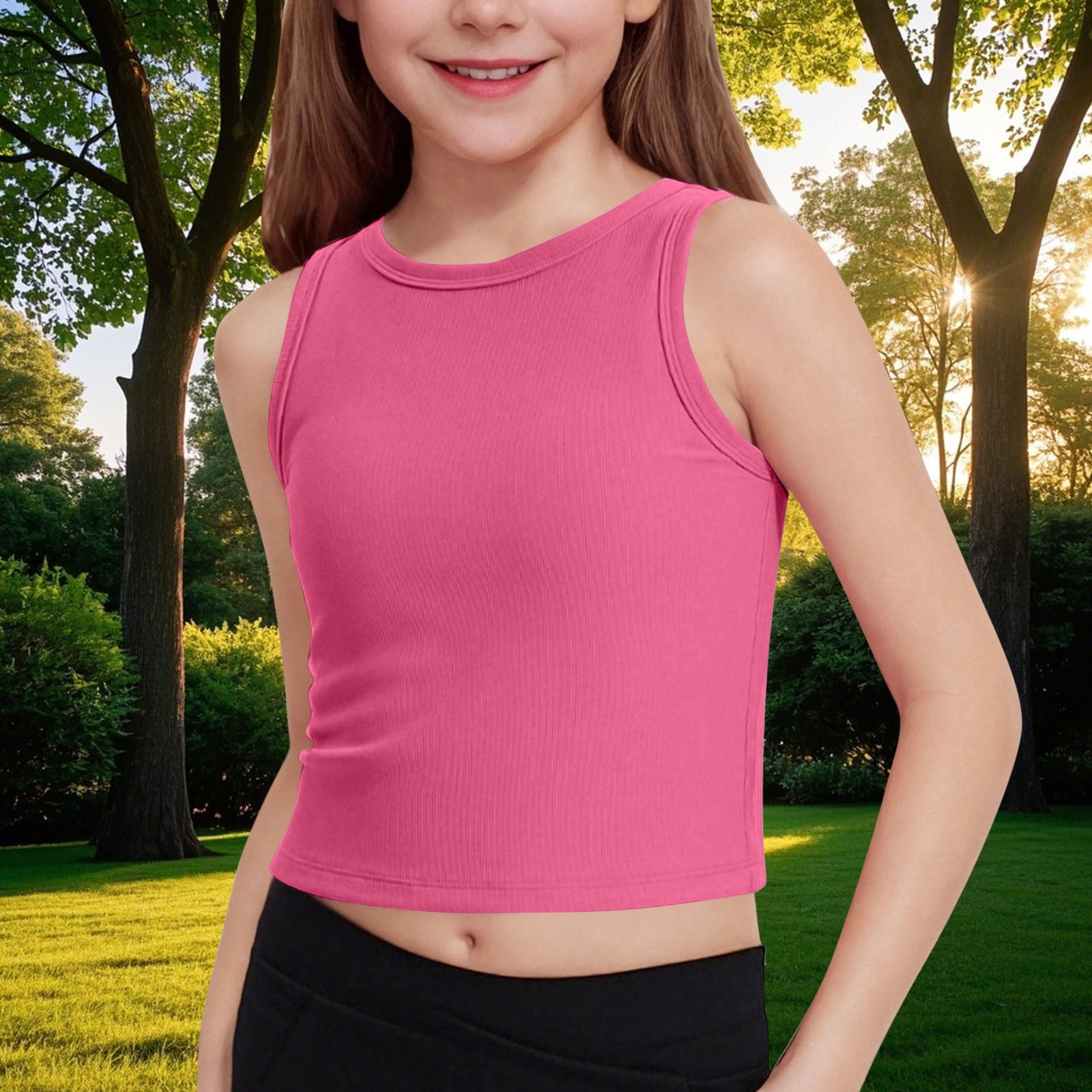 【K-girls】 Girls Mix And Match Sleeveless Ribbed Tank Top - PINK | The