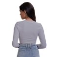thumbnail image 4 of Casual Women's Long Sleeve Shirts Knit Fitted Stretch Scoopneck Basic Solid Tunic Tops, 4 of 6