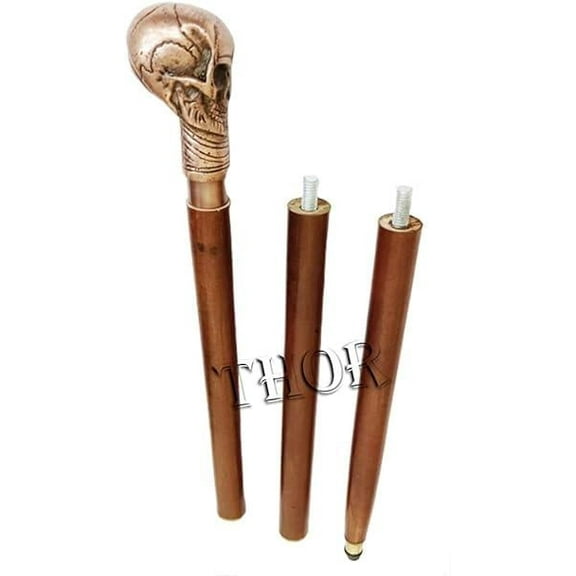 Skull Head Handle Copper Walking Stick Walking Cane for Men and Women Decorative Canes Rustic Vintage Home Decor Gifts