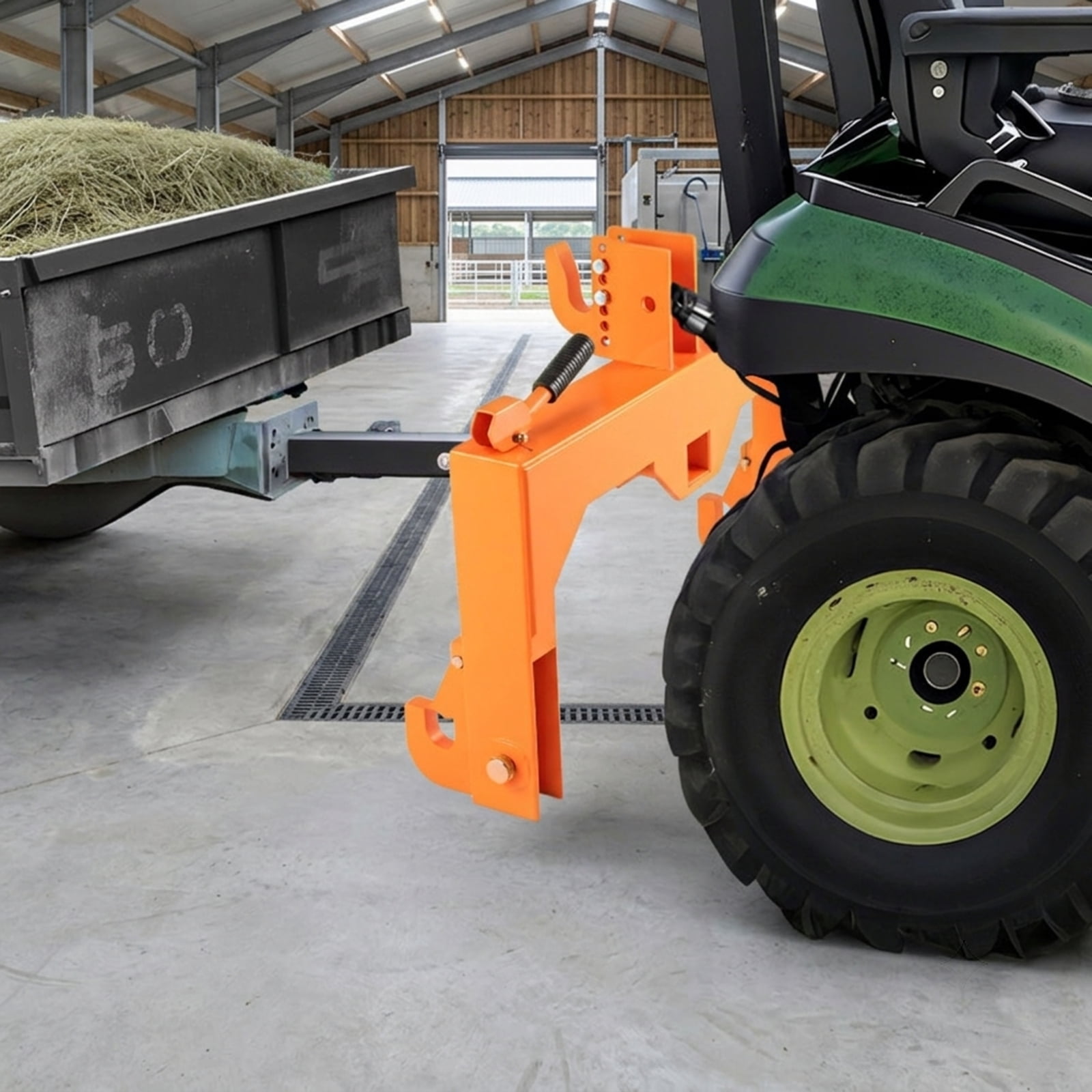 Biotree Category 1 3-Point Quick Hitch 3000 LBS, No-Weld Tractor Hitch with 5-Level Top Hook and 2" Receiver for Farm Attachments, Black Orange