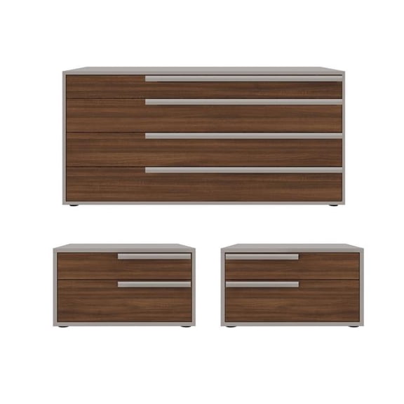 Casabianca Home US-256WAL-SET Carter Dresser Nightstands Set, Walnut