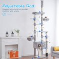 thumbnail image 2 of Cat Tree, 98.4-110.2 Inches Floor to Ceiling Cat Tree-Adjustable Height, Tall Cat Climbing Tower for Cats Large Adult with Scratching Post, Cat cando, Light Gray, 2 of 17