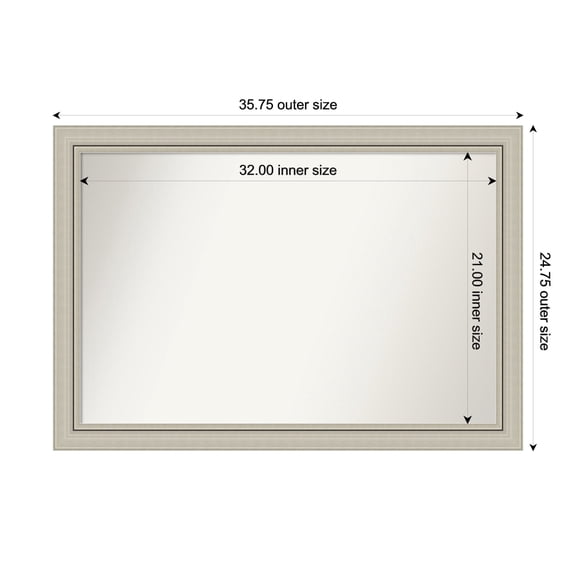 Amanti Art Custom Wall and Bathroom Mirror (24.75 x 35.75 in.), Romano Silver Narrow Frame